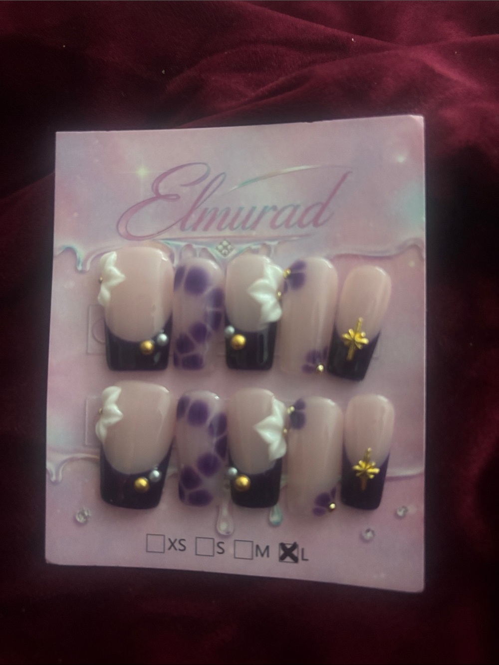 Murad Nude and Purple Floral Press-On Nail Set